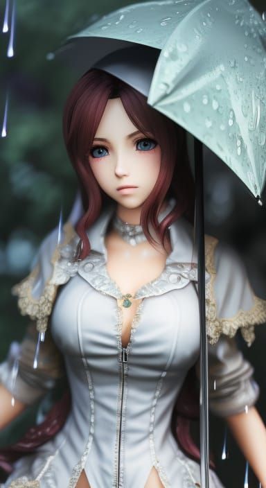 Sad Girl in Rainy Evening, Photorealistic 8K Portrait