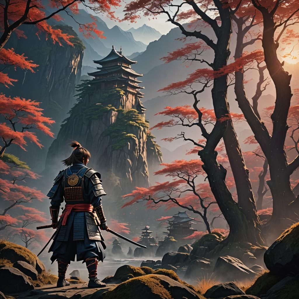 Epic Samurai Samurai X in Vibrant Japanese Landscape