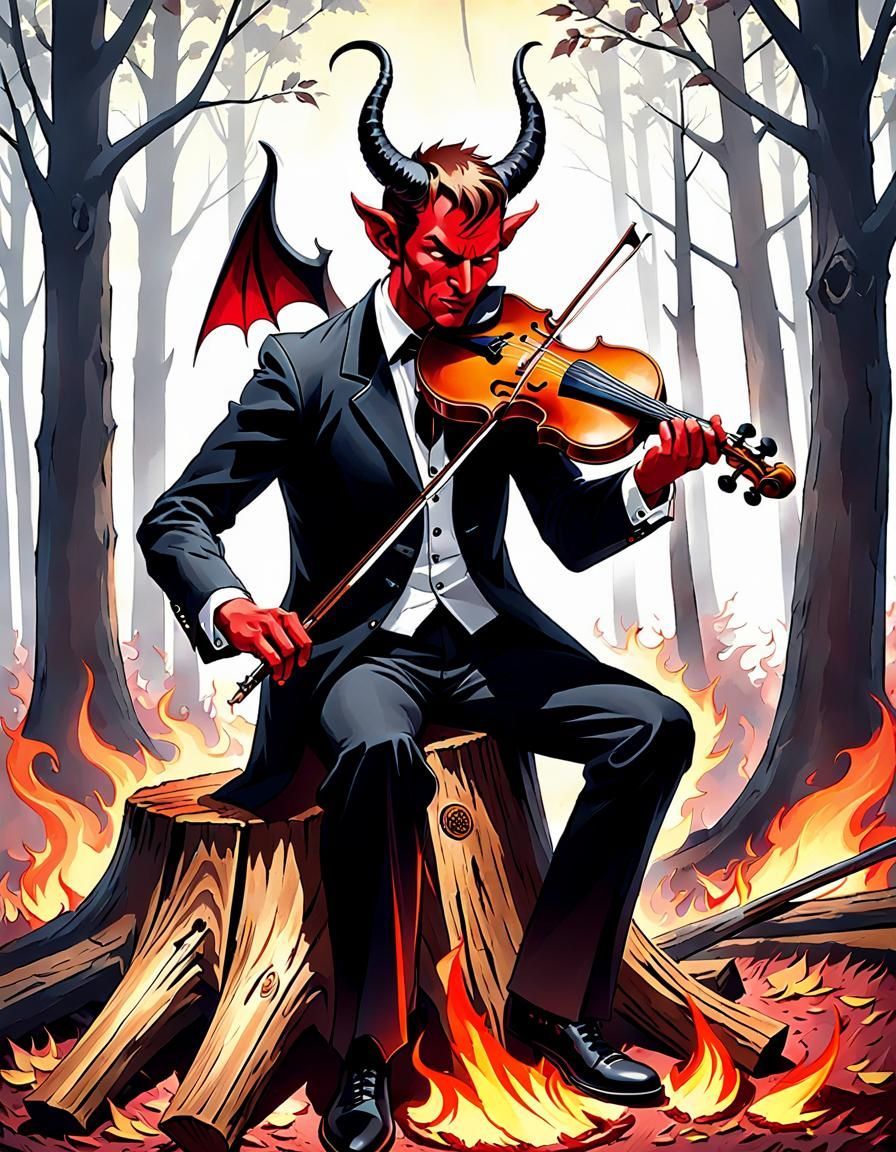 Fiddle Player Faces Off the Devil in a Southern Blues Duel