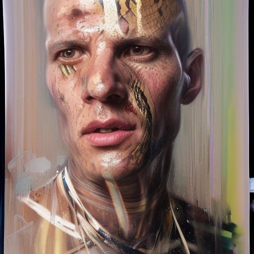 Cyberpunk Portrait of Snake Man in Hyperrealism Style