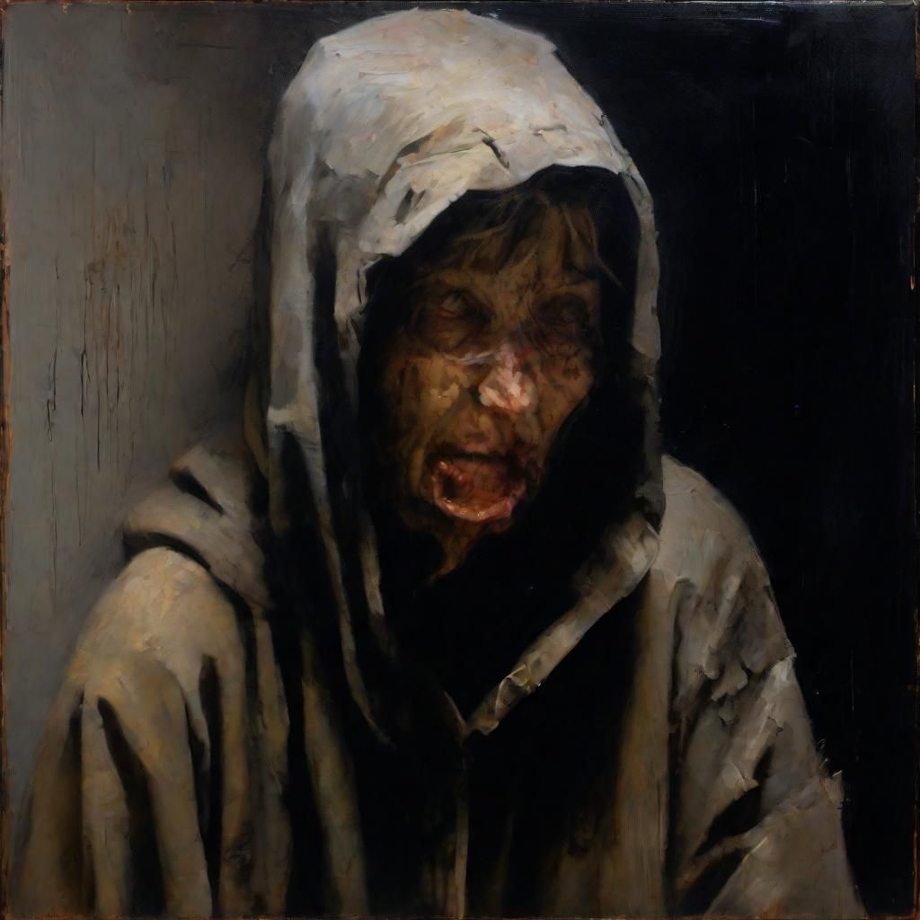 Surreal Portrait of a Homeless Woman in Chiaroscuro