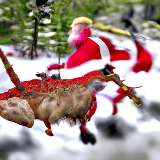 Santa Hunting Reindeer in Vibrant Digital Art