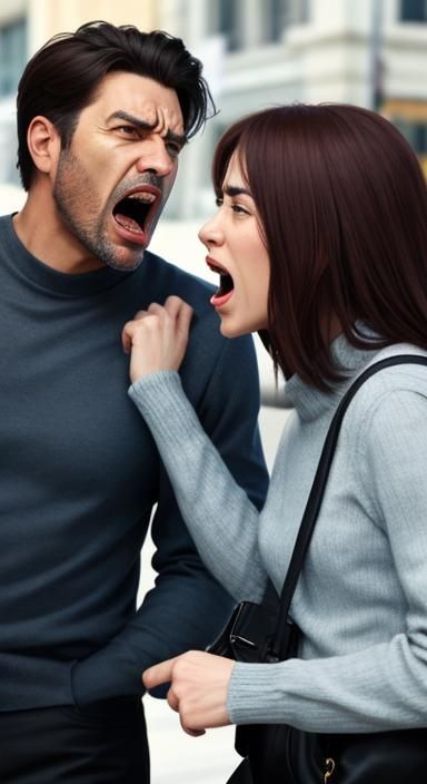 Angry Man Yelling at a Woman in a Tense Scene