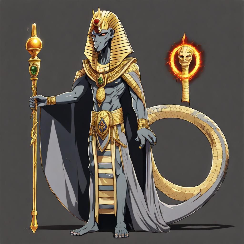 Ancient Egyptian Pharaoh Reimagined in Anime Style