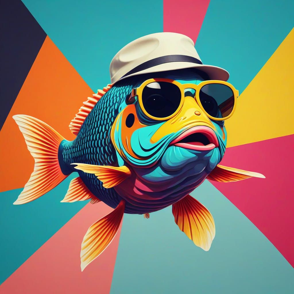 Vibrant Pop Art Fish in Retro Style