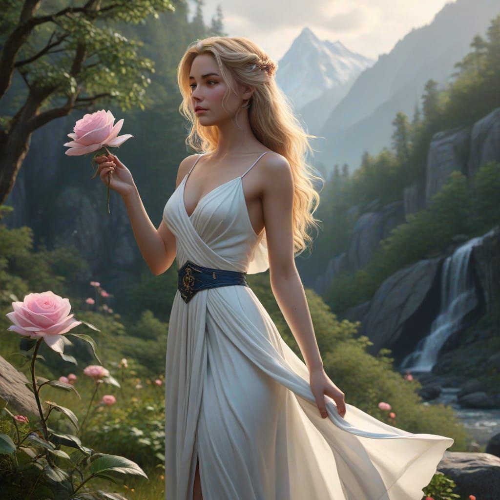 Ethereal Beauty in Renaissance Style Digital Painting