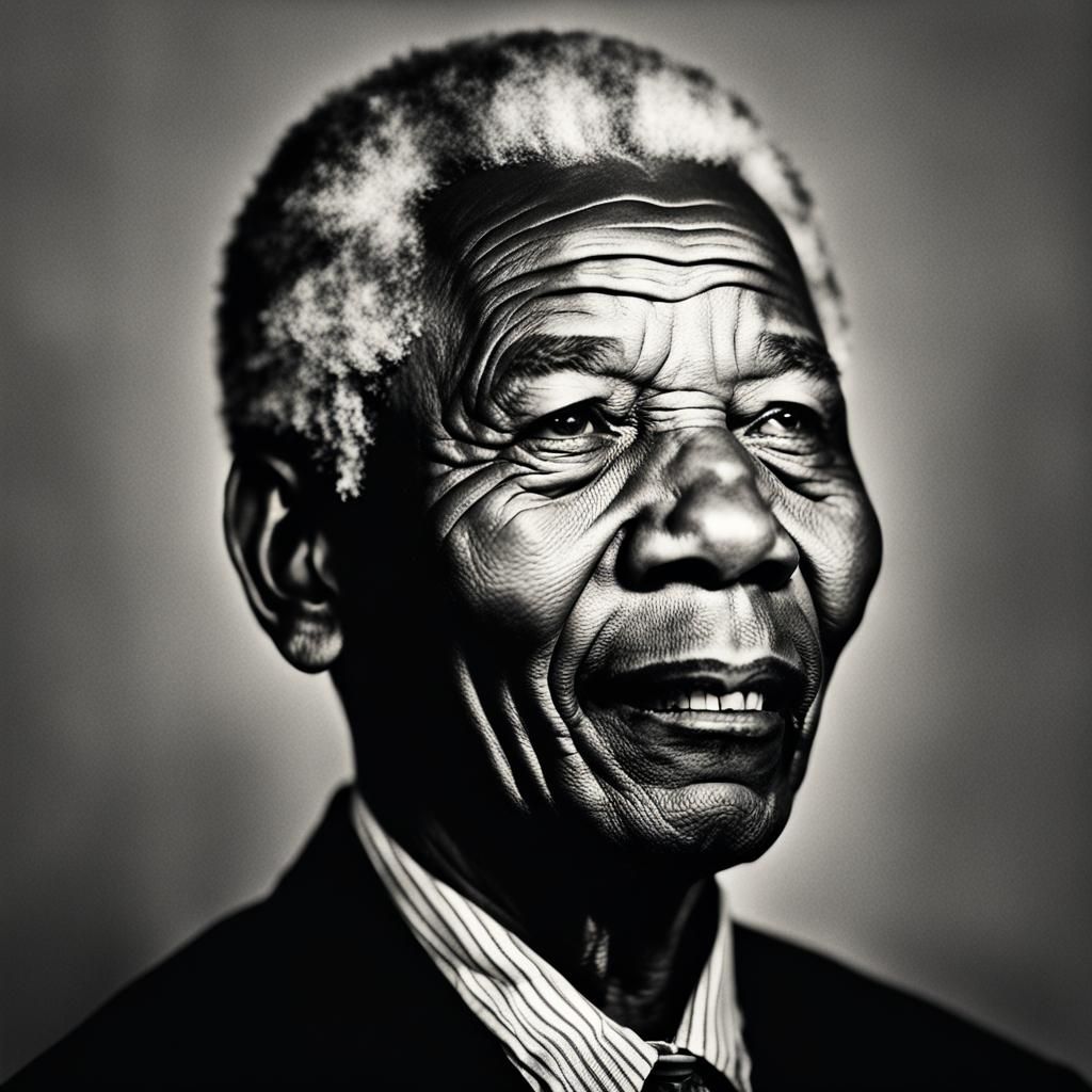 Nelson Mandela Portrait in Warm Ambient Light