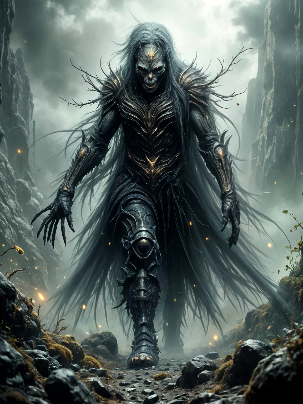 Dystopian Realm Creature in Dark Portrait Style