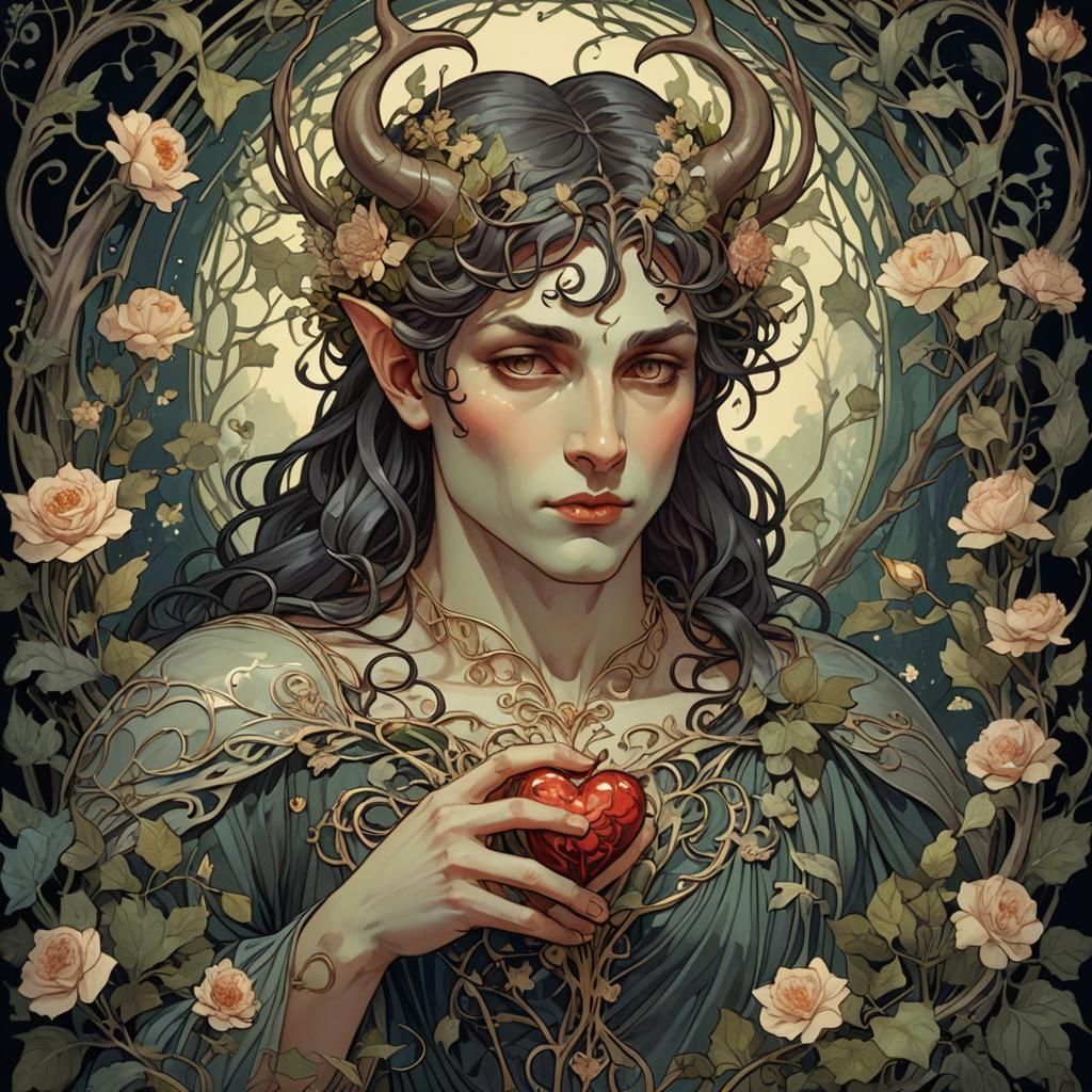 demon in love by Alfons Mucha