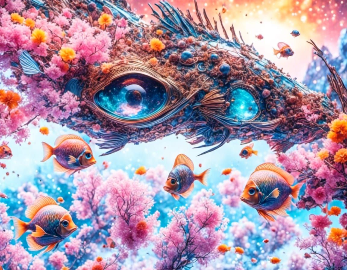 Surreal Mystic Corral in Vibrant Cyberpunk Style