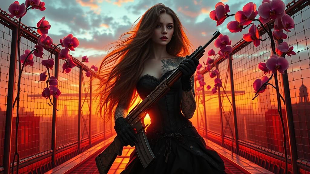 Gothic Goddess in Cyberpunk Paris