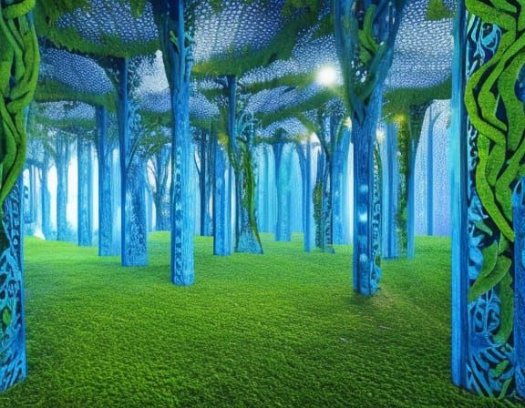 Enchanted Forest of Interwoven Vines in Sunset Glow