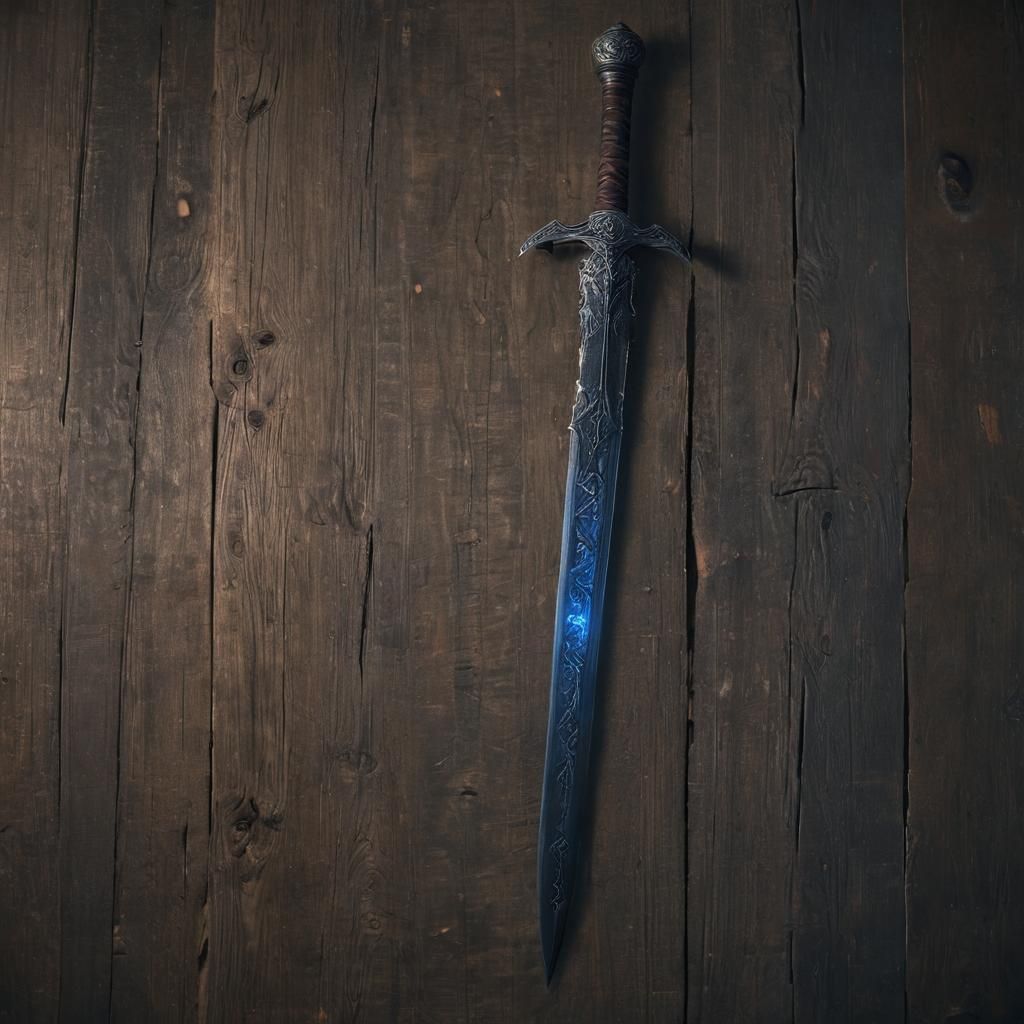 Epic Medieval Sword in Darkened Chamber