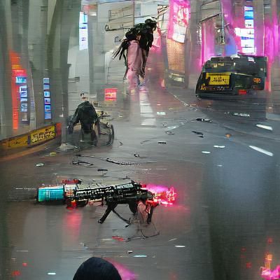 Cyberpunk Apocalypse in Neon Ruins