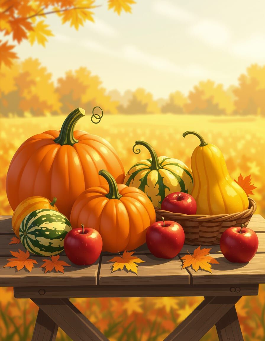 Autumn Harvest Bounty in Golden Light