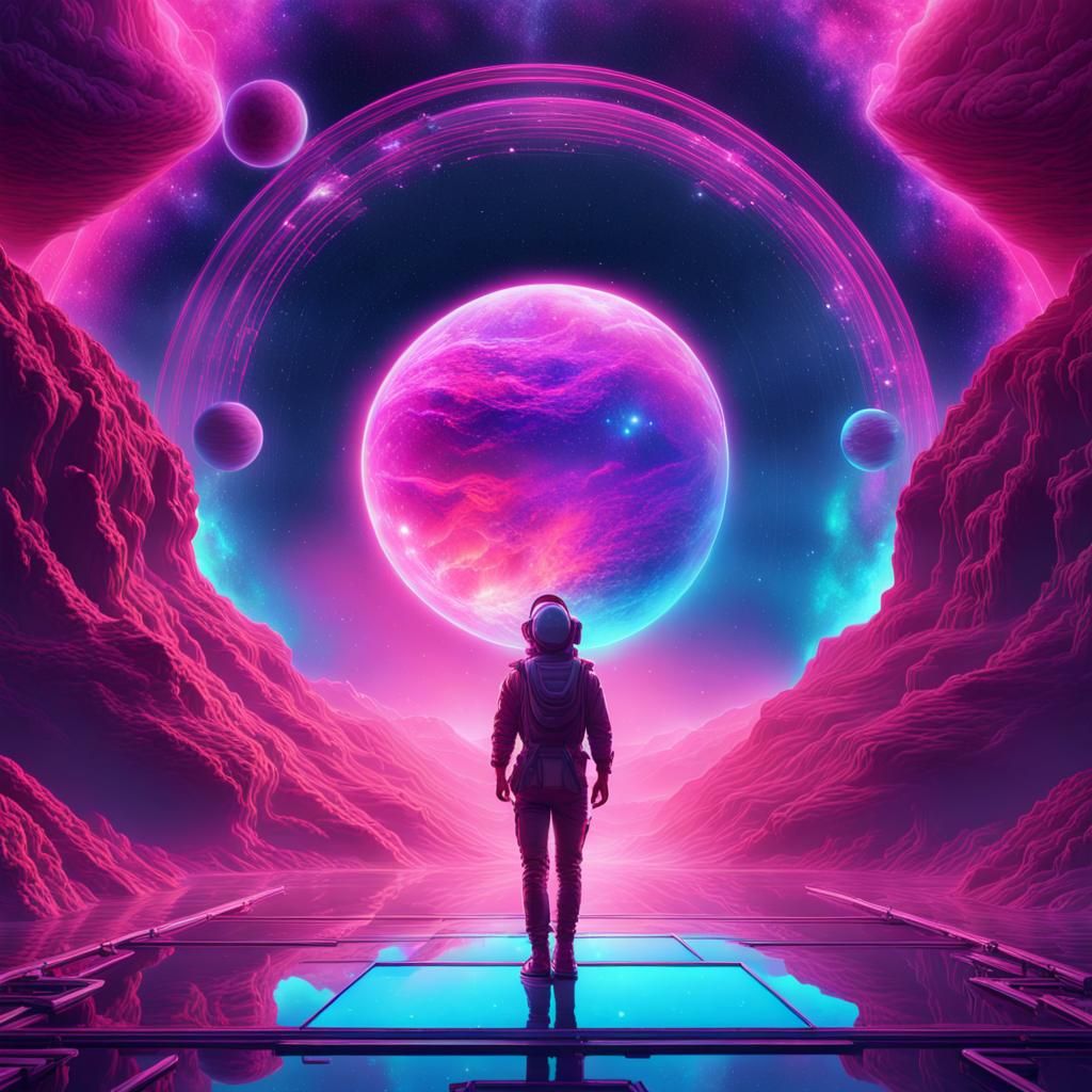 Ethereal Synthwave Odyssey Through Cosmic Realms