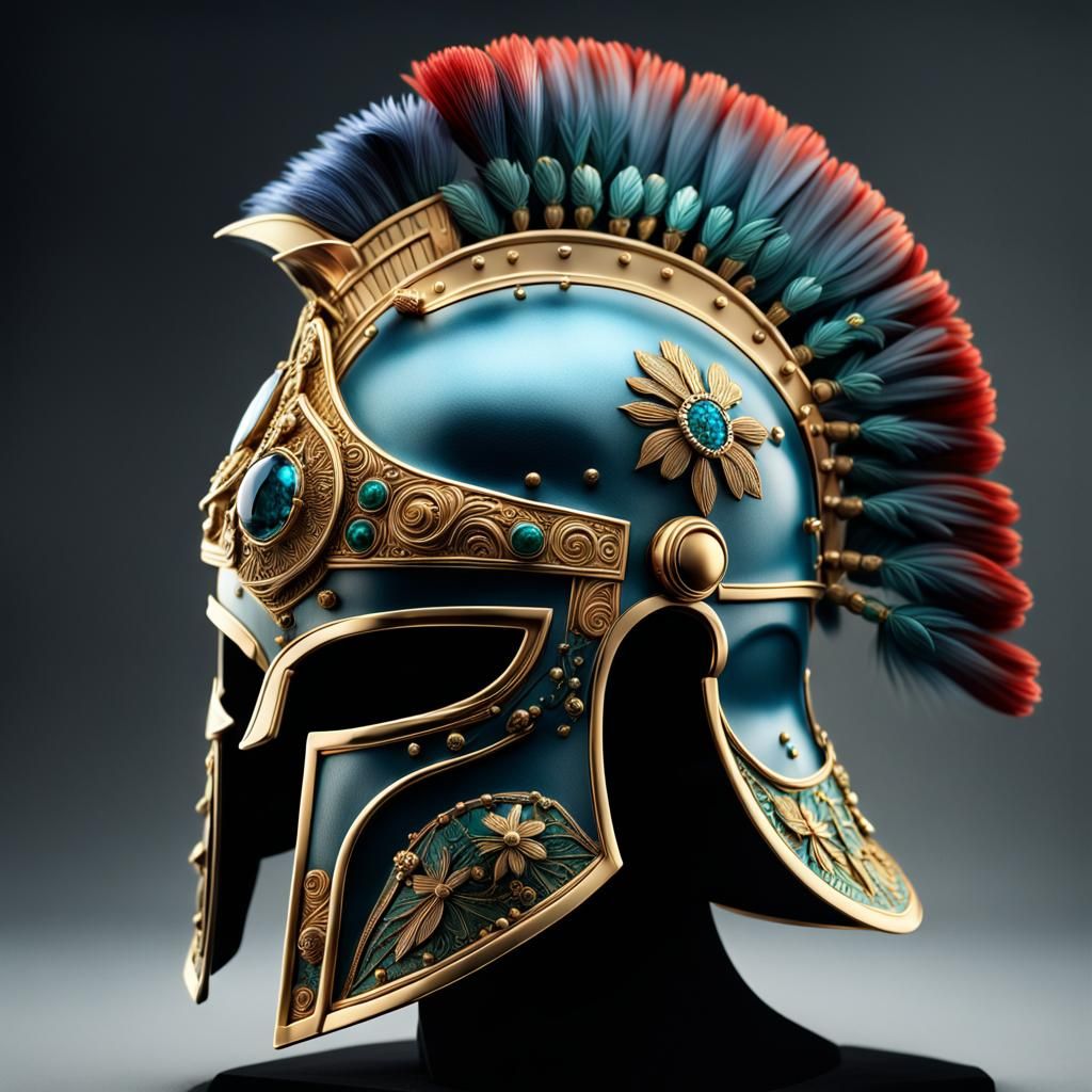 Ethereal Roman Legionnaire Helmet in Vibrant Bloom