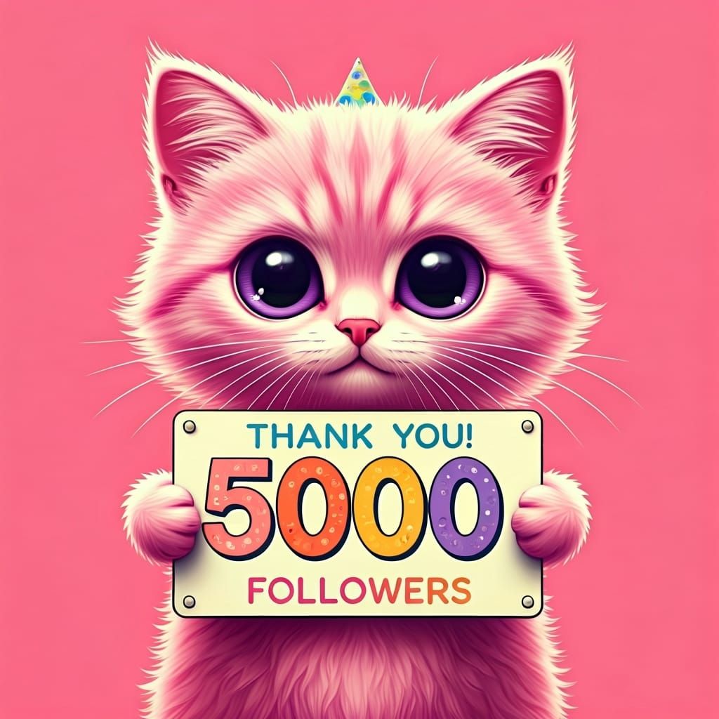 Cute Pink Kitten Thank You Art