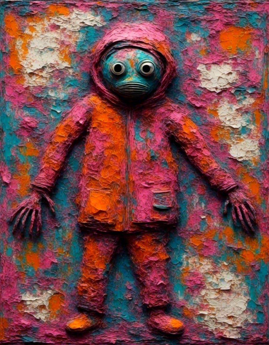 Vibrant Post-Impressionist Figure in a Tiled Room