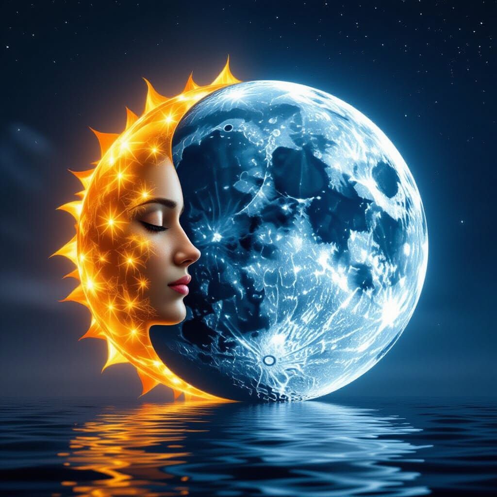 opposites in nature, sun and moon