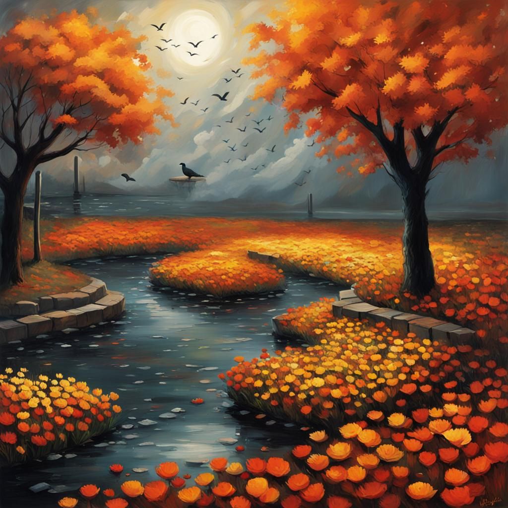 Surreal Autumn God Reveals Silent Floral Landscape
