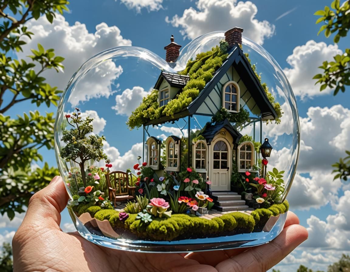 Whimsical Glass Loveheart Sails Amongst the Clouds