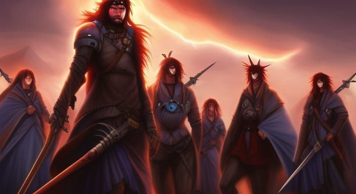 Warriors of the Apocalypse: Rabbit Nomads in Wine Red Sunset