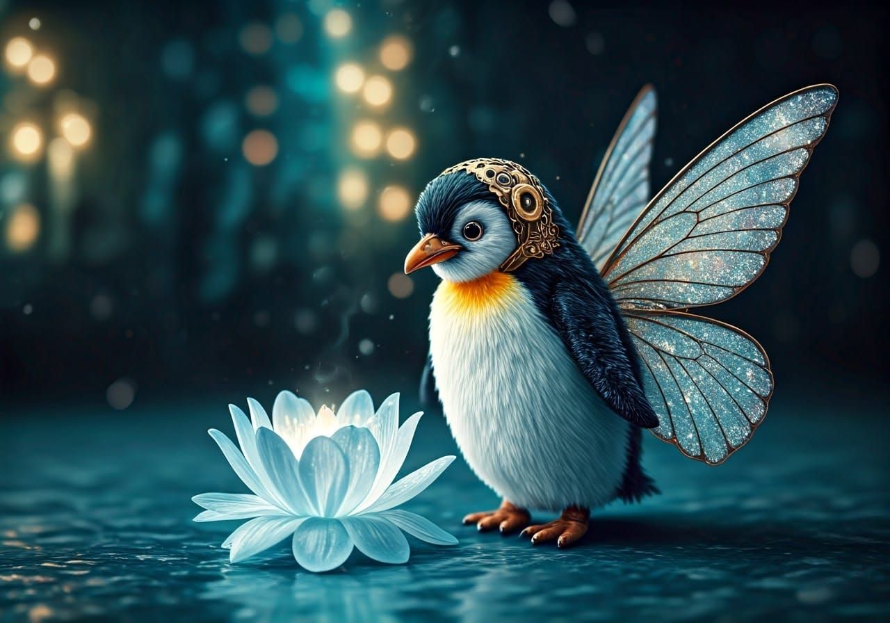 Steampunk Fairy Penguin at Ice Flower Party