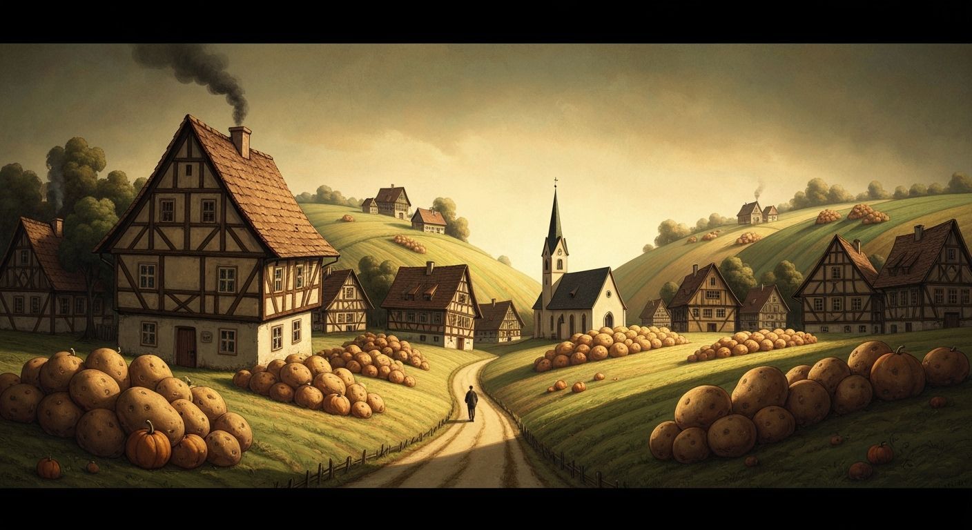 German Expressionist Village in Style of George Grosz