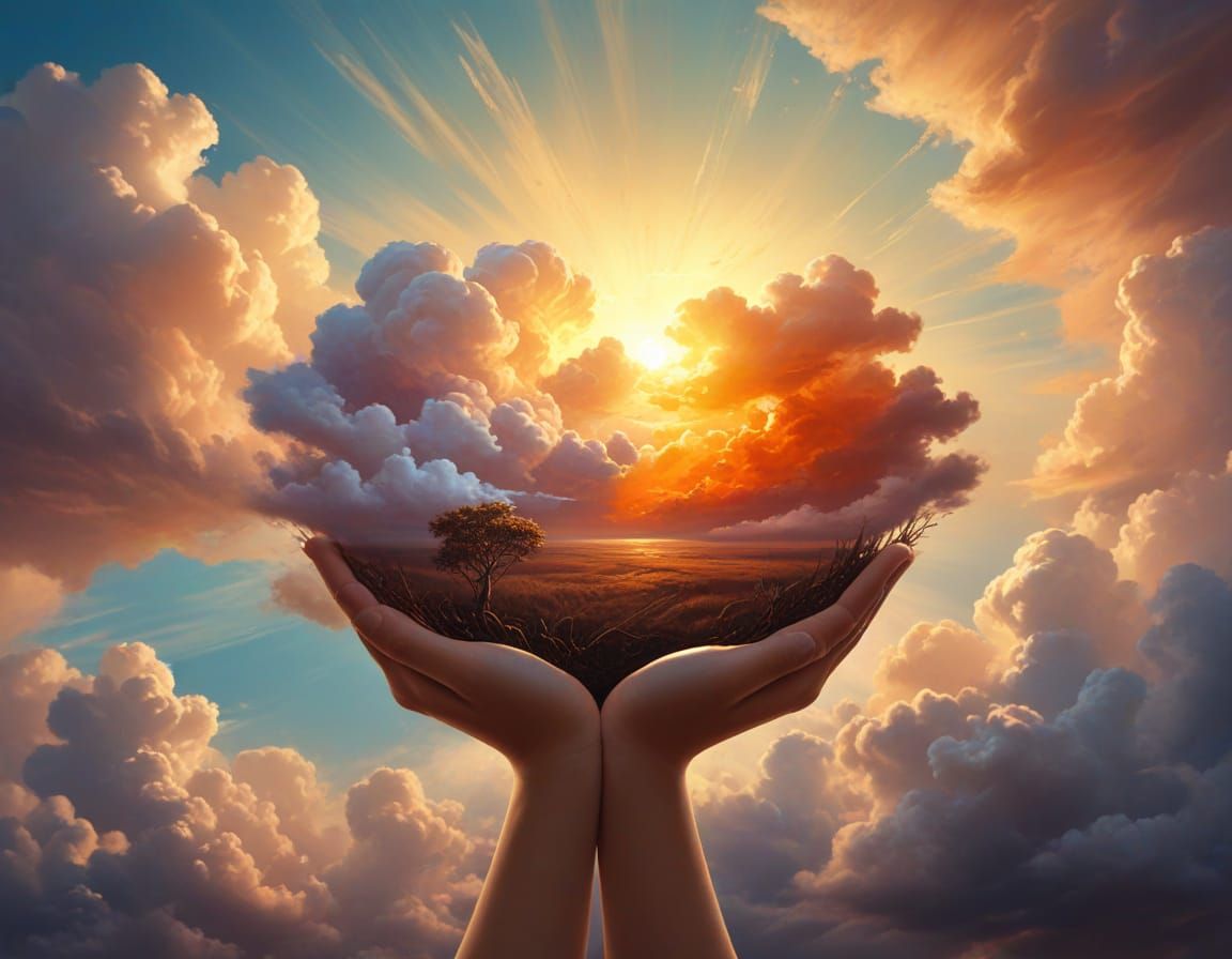 Surreal Person Holds Scruples in Dreamlike Painting