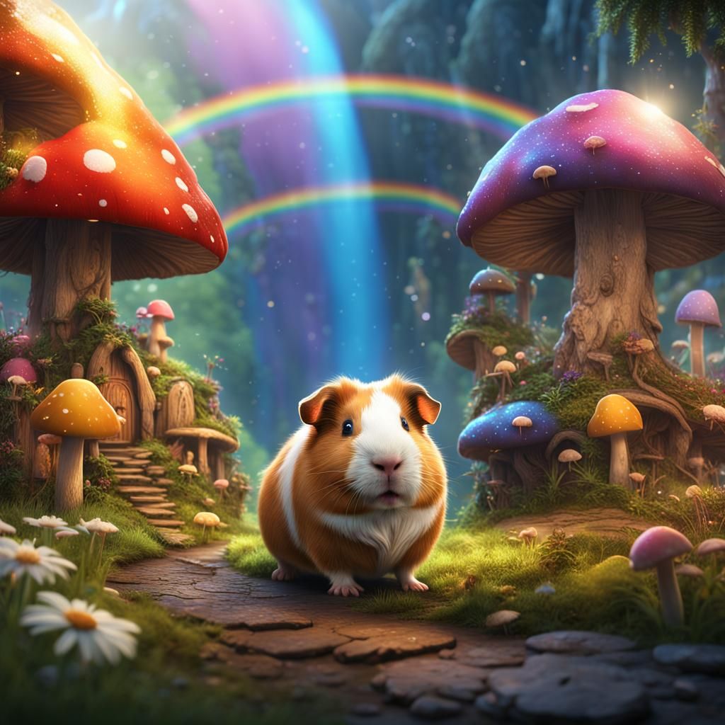 Guinea Pig and Fairy in Mushroom Village