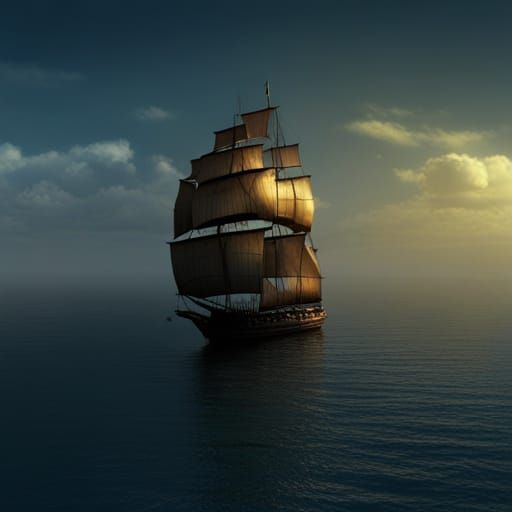 Heart Shaped Sailing Boat: Digital Matte Painting