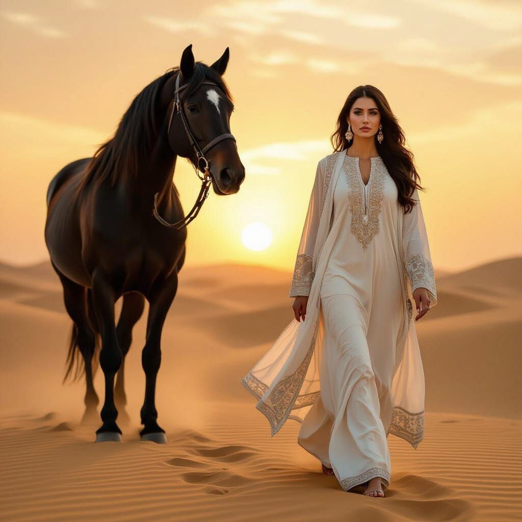Pakistani Politician Striding Through Desert Landscape