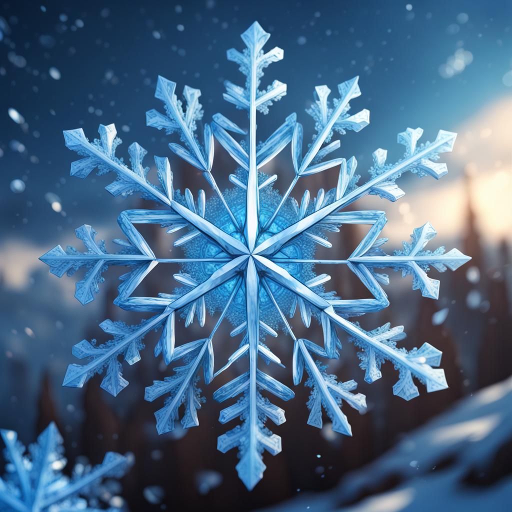 Vibrant Diamond Snowflakes in a Deep Fantasy Sky