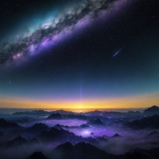 Breathtakingly Realistic Cosmic Landscape: Swirling Nebula a...