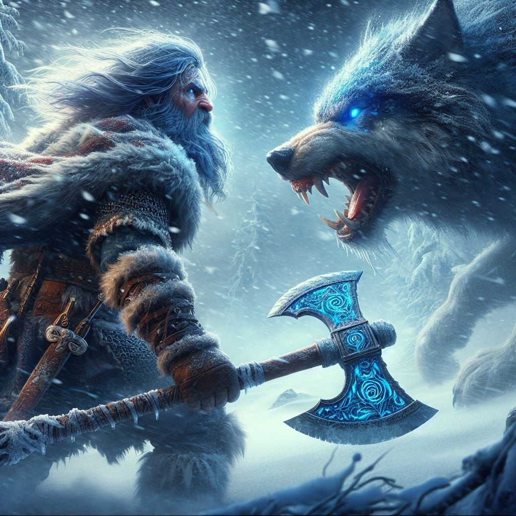 Fearless Dwarf Challenges the Wild Winter Storm