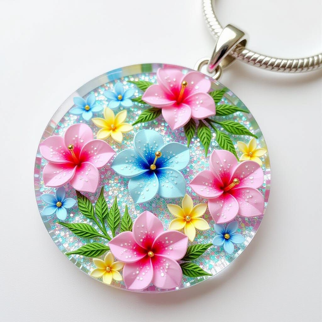 Floral Lace Resin Jewelry with Glitter