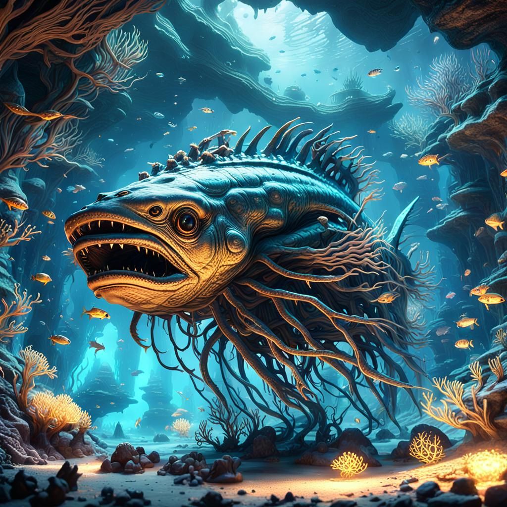 Ancient Shipwreck Beneath the Ocean's Surface in Ethereal, H...