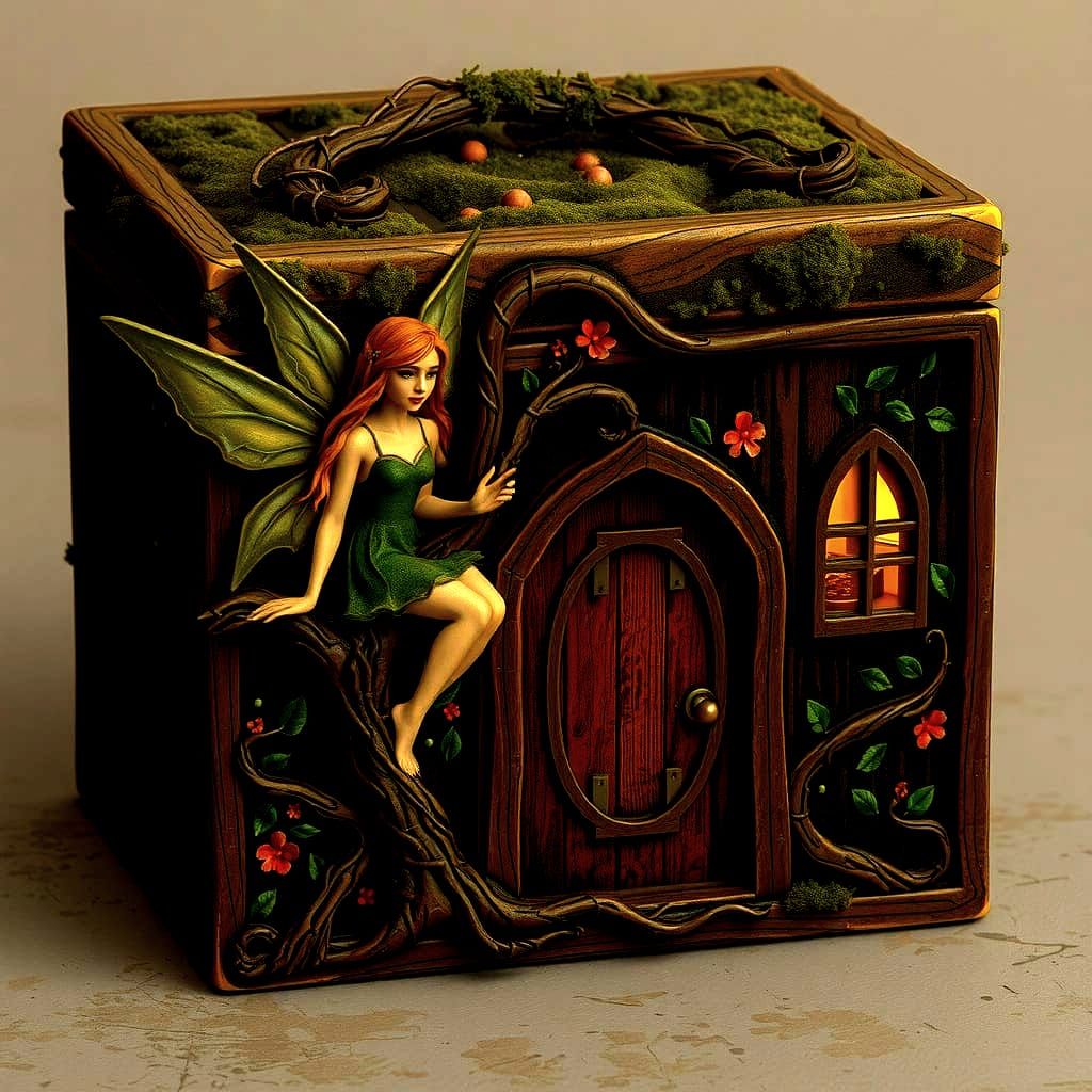 Whimsical Fairy Tree House Gift Box in Candy Art Style