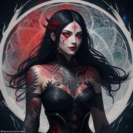 Mystical Woman with Aurora Borealis and Ice Crystals