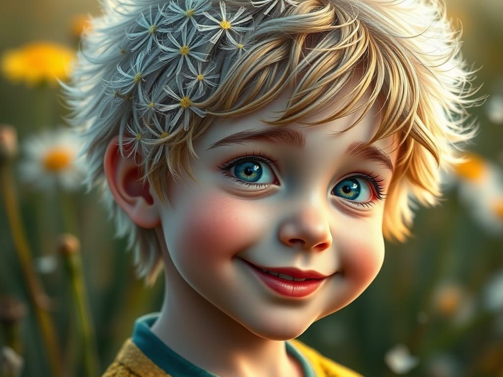 Dandelion Boy Portrait in Unreal Engine 5 Style