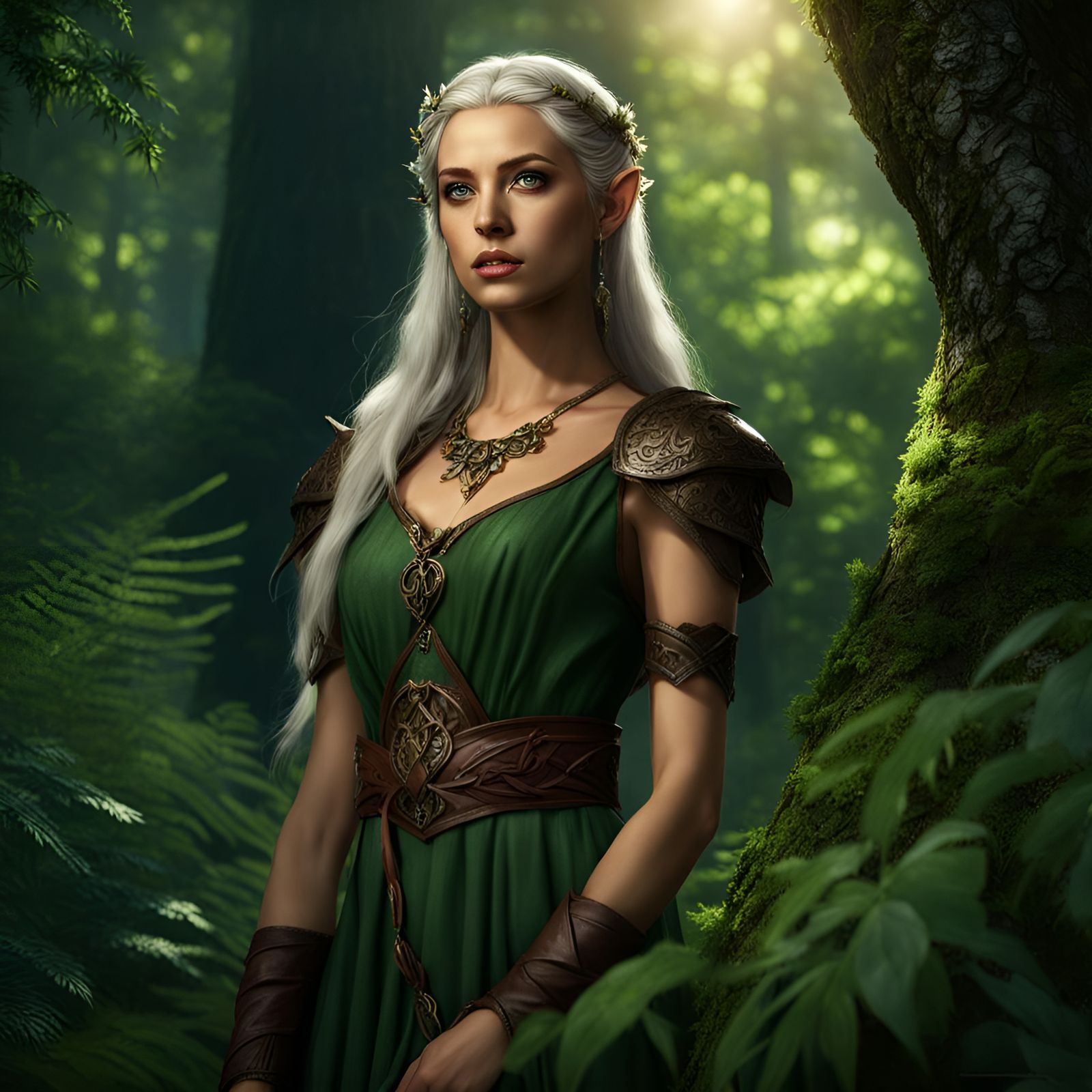 Surreal Woodland Goddess in Lush Forest Attire