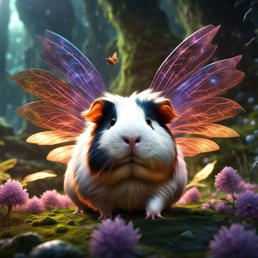 Mystical Guinea Pig Soars with Nature's Power