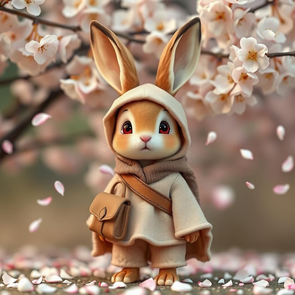 Whimsical Bunny in Cherry Blossom Wonderland