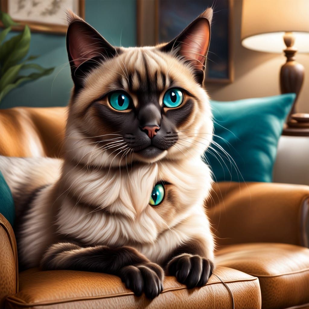 Anthropomorphic Woman with Siamese Cat Features