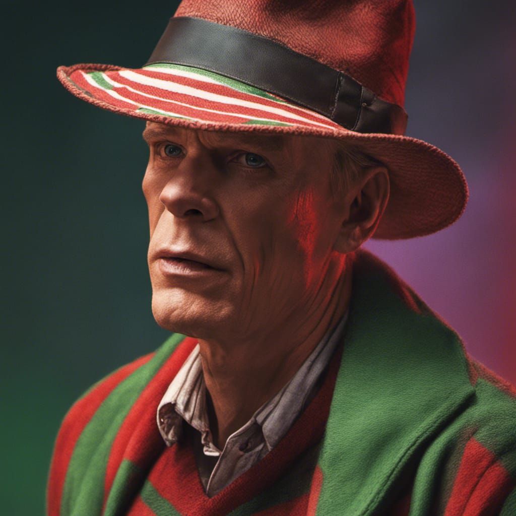 Hollywood Icon Freddy Krueger in a Hyperrealistic, Splashy P...