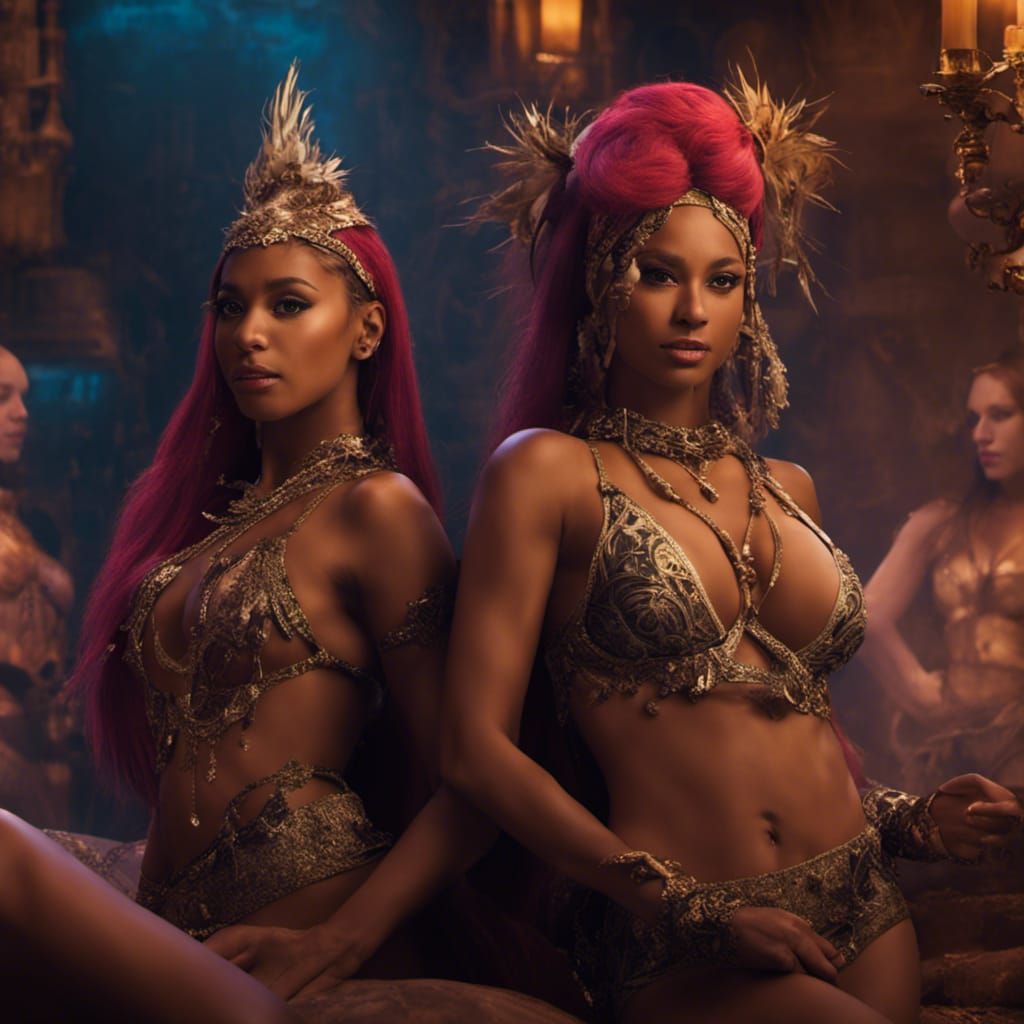 Belly Dancers in Raunchy Digital Painting