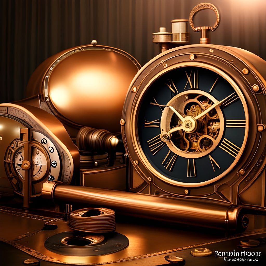 Elegant Steampunk Desk Clock in Hyper-Realistic Style