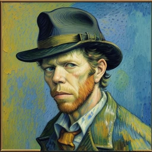 Van Gogh's Tom Waits Portrait in Neo-Expressionist Style
