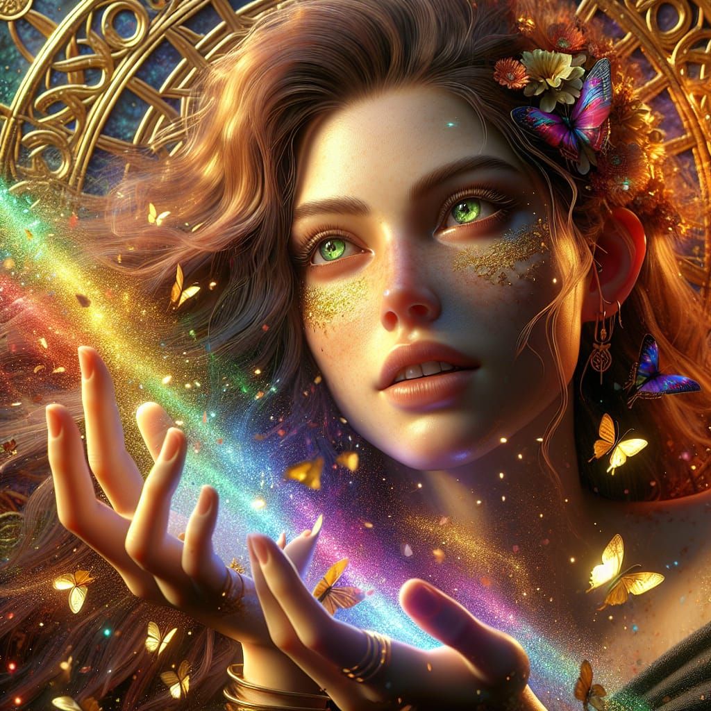 Glowing Goddess in Golden Celtic Splendor